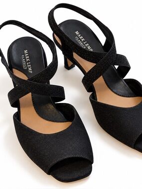 Mark Lemp Walking Cradles Black Shimmer Strappy Heels Women’s 8M